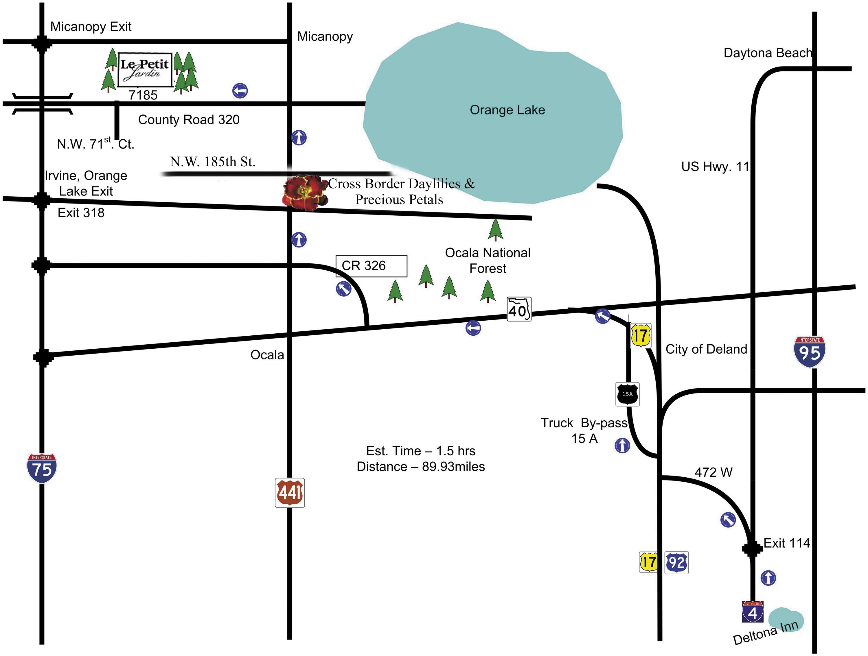 Map to Cross Border Daylilies, Directions